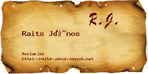 Raits János névjegykártya